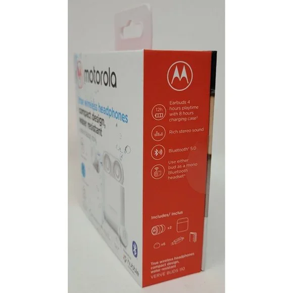 Motorola Verve Buds 110 Bluetooth Wireless Earbuds Headphones & Charging Base - Picture 2 of 5